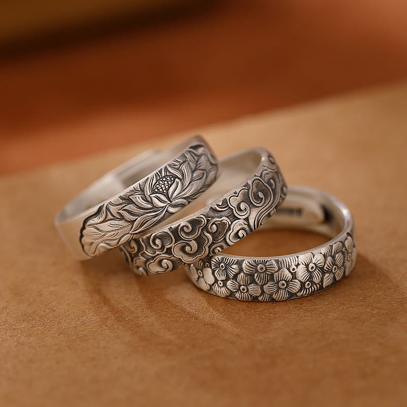 Sterling Silver Lotus Ring with Enlightenment Lotus Flower Design