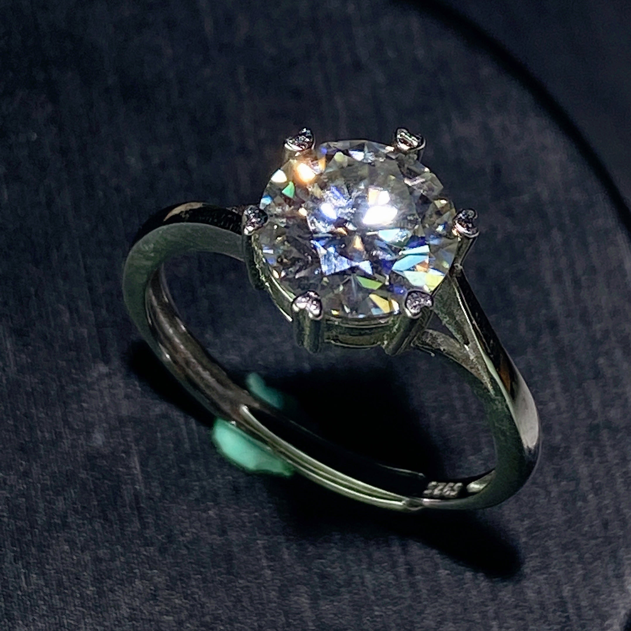 Sterling Silver Moissanite Spiritual Healing Ring 0.5-5ct