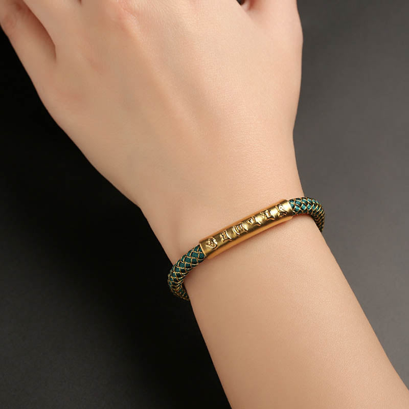 Sterling Silver Om Mani Padme Hum Protection Bracelet