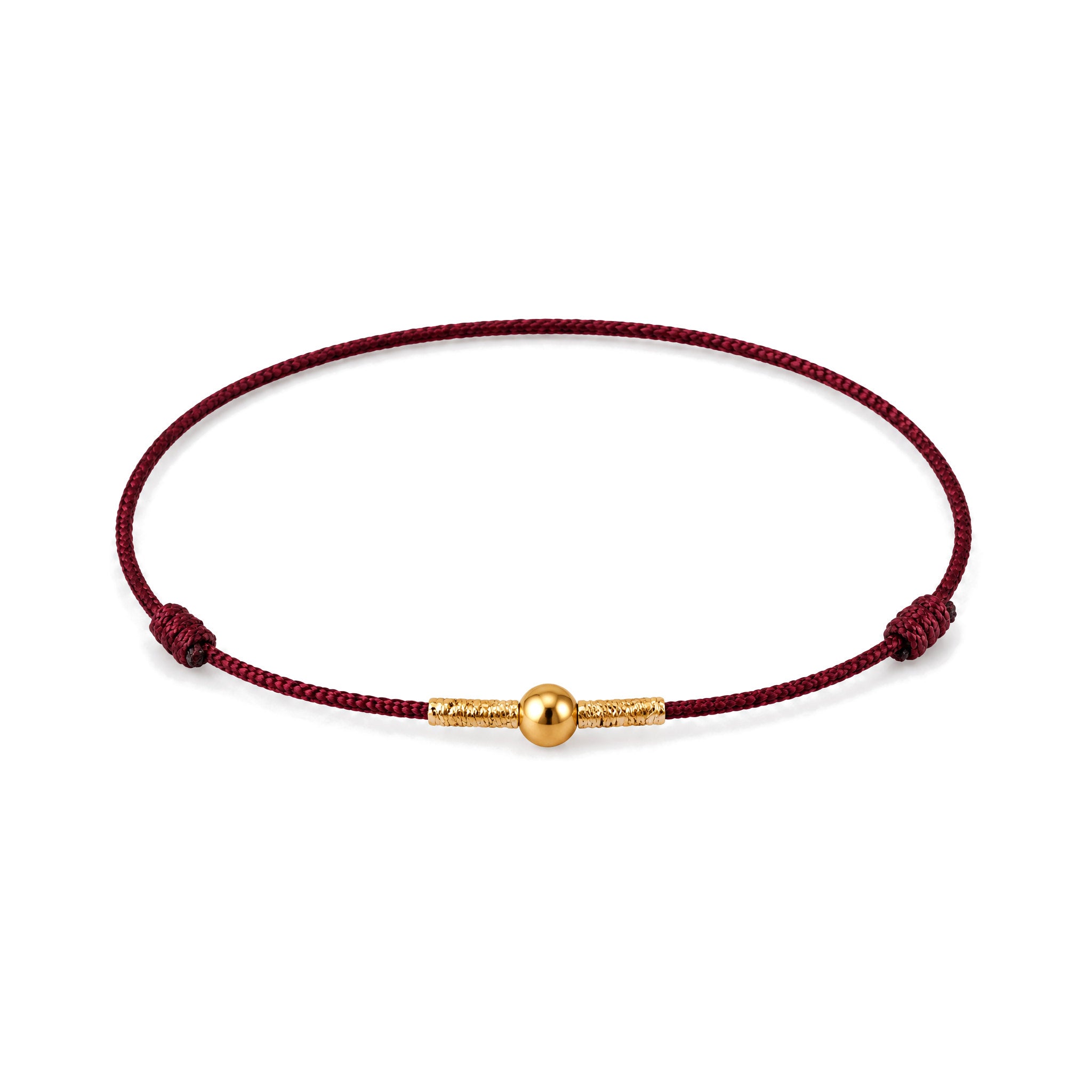 925 Sterling Silver Red String Protection Bracelet for Wrist or Ankle, Dark Red, on a white background
