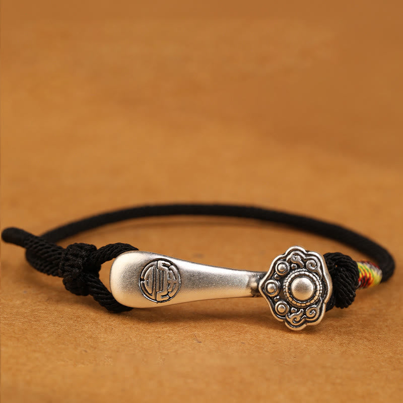 Sterling Silver Ruyi Red String Protection Bracelet for Luck