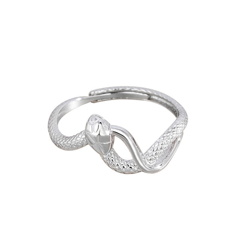 Sterling Silver Snake Calm Adjustable Ring