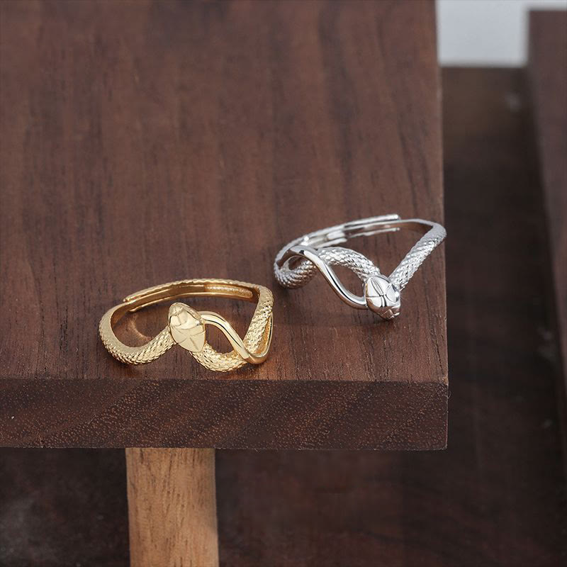 Sterling Silver Snake Calm Adjustable Ring