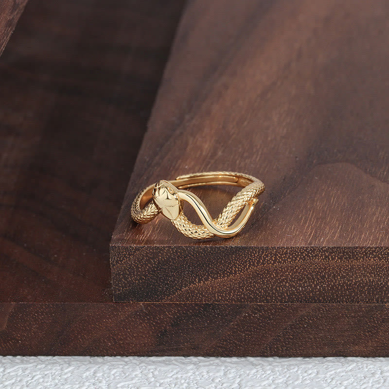 Sterling Silver Snake Calm Adjustable Ring