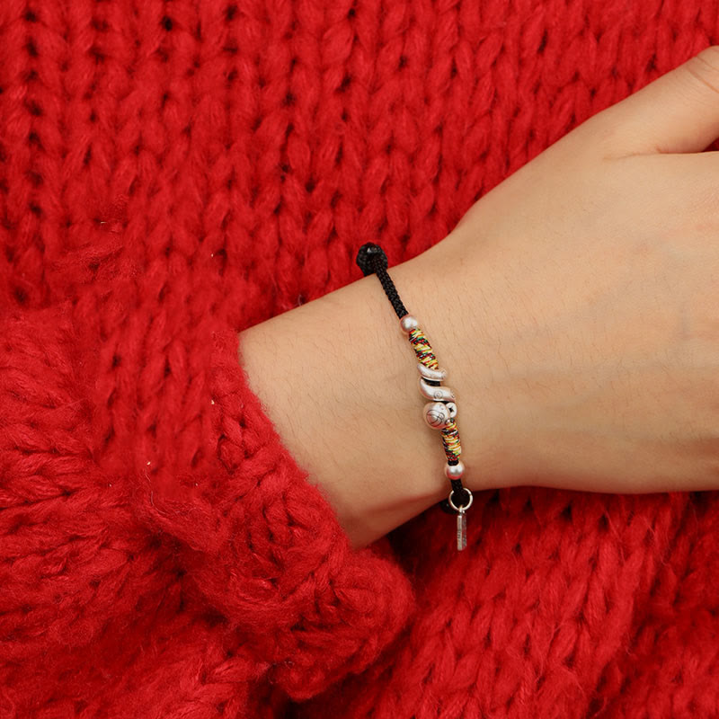 Sterling Silver Snake & Fu Character Bracelet