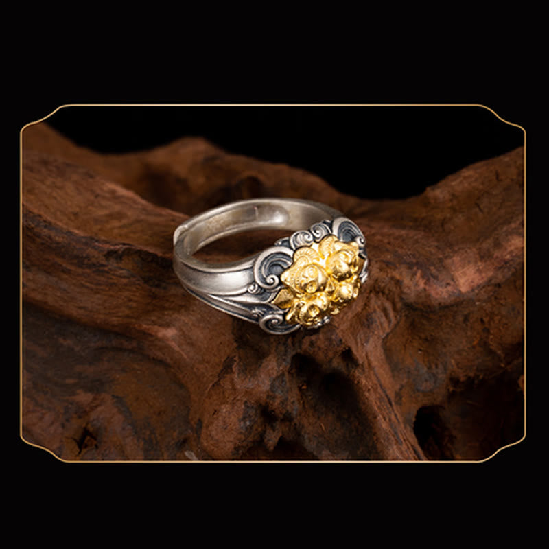 Sterling Silver Tibetan Skull Protection Ring Adjustable
