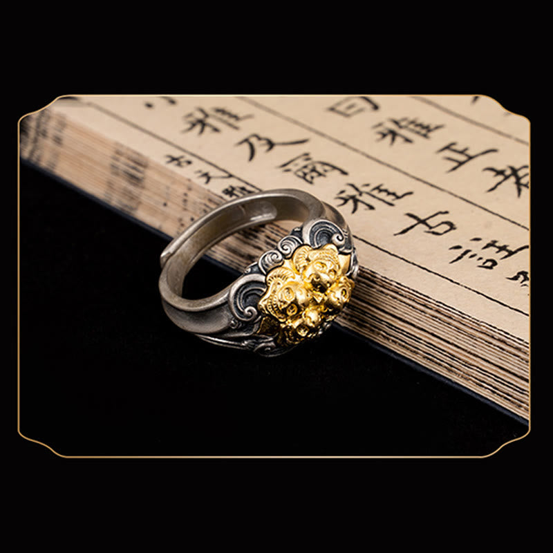 Sterling Silver Tibetan Skull Protection Ring Adjustable