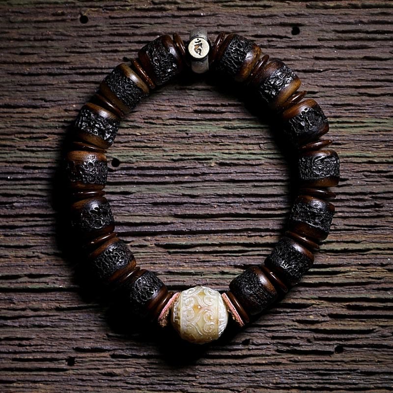 Sterling Silver Yak Bone Chinese Zodiac Bracelet 14mm Strength