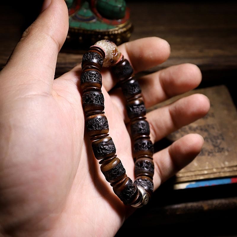 Sterling Silver Yak Bone Chinese Zodiac Bracelet 14mm Strength