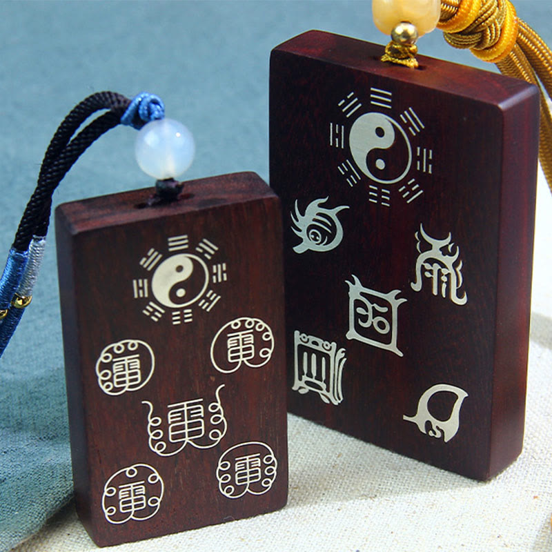 Sterling Silver Yin Yang Necklace with Red Sandalwood | Protection