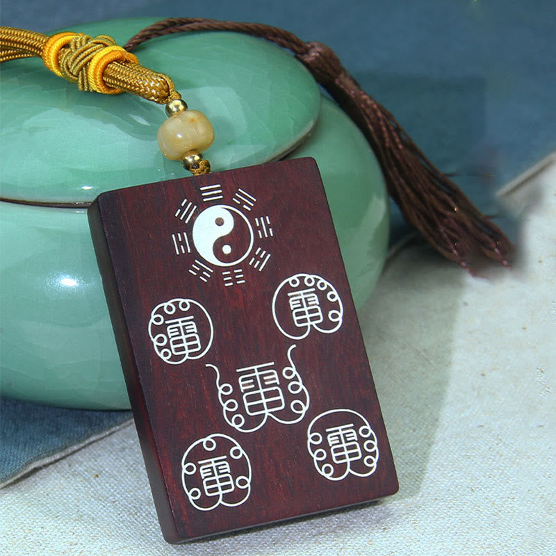 Sterling Silver Yin Yang Necklace with Red Sandalwood | Protection