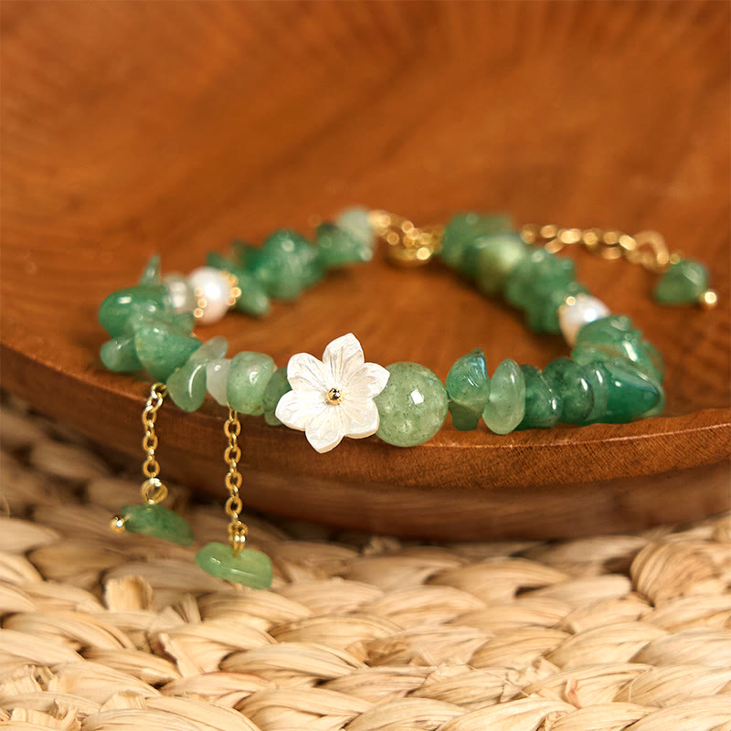 Strawberry Quartz Bracelet Green Strawberry & Super Seven