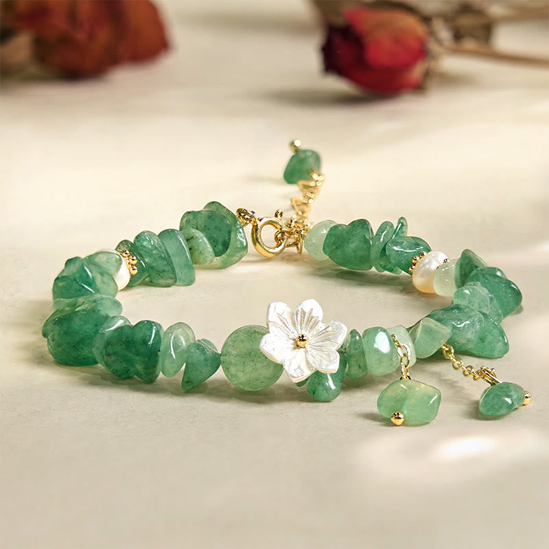 Strawberry Quartz Bracelet Green Strawberry & Super Seven