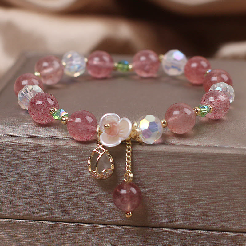 Strawberry Quartz Fluorite Healing Bracelet for Emotional Clarity