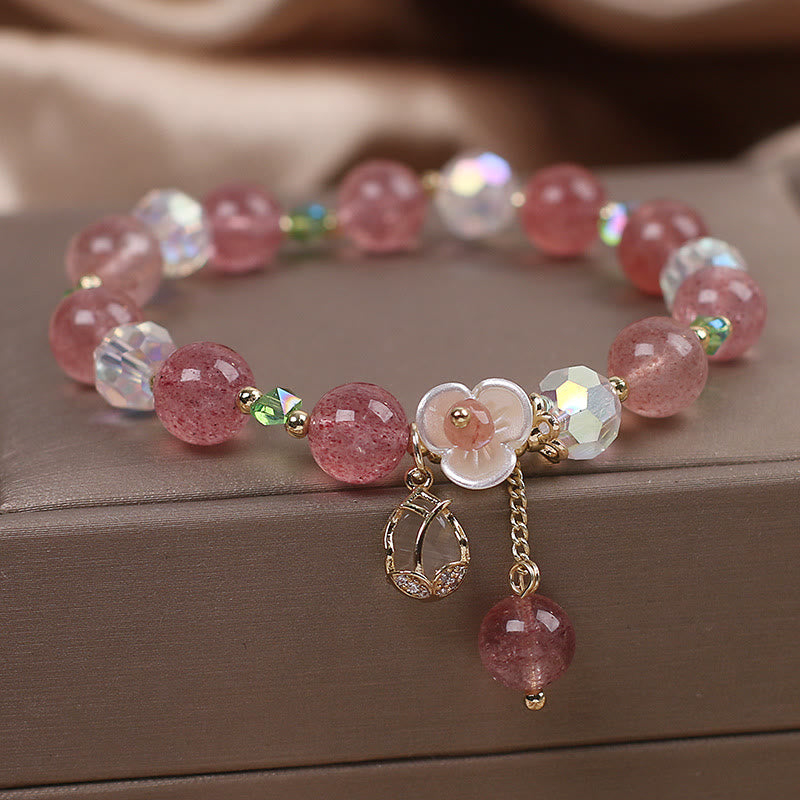 Strawberry Quartz Fluorite Healing Bracelet for Emotional Clarity