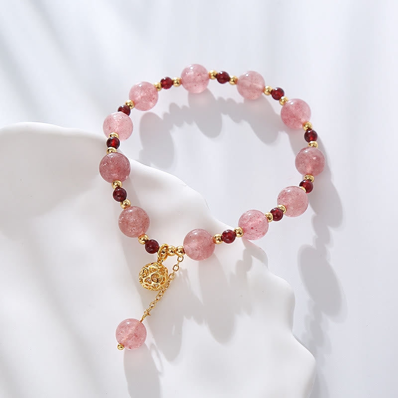 Strawberry Quartz Garnet Bracelet 14-16 cm Wrist