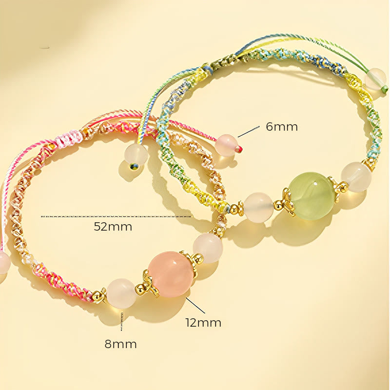 Strawberry Quartz Healing Bracelet with Pink Crystal & White Agate 12mm
