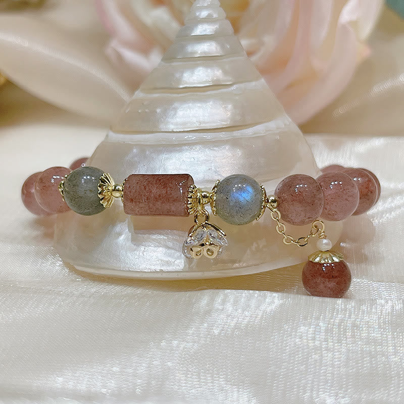 Strawberry Quartz Moonstone Love Bracelet 15-18cm