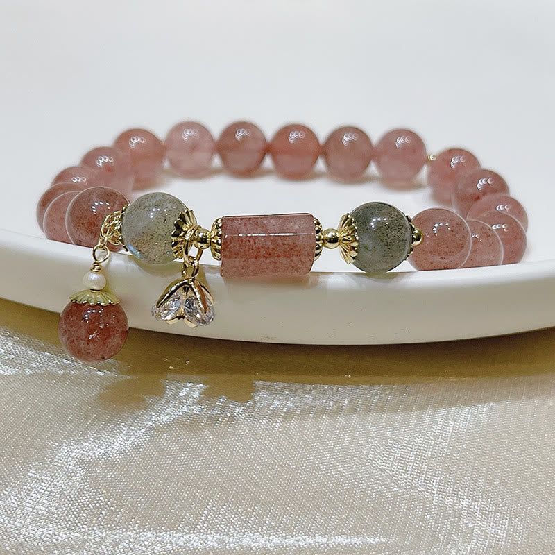 Strawberry Quartz Moonstone Love Bracelet 15-18cm