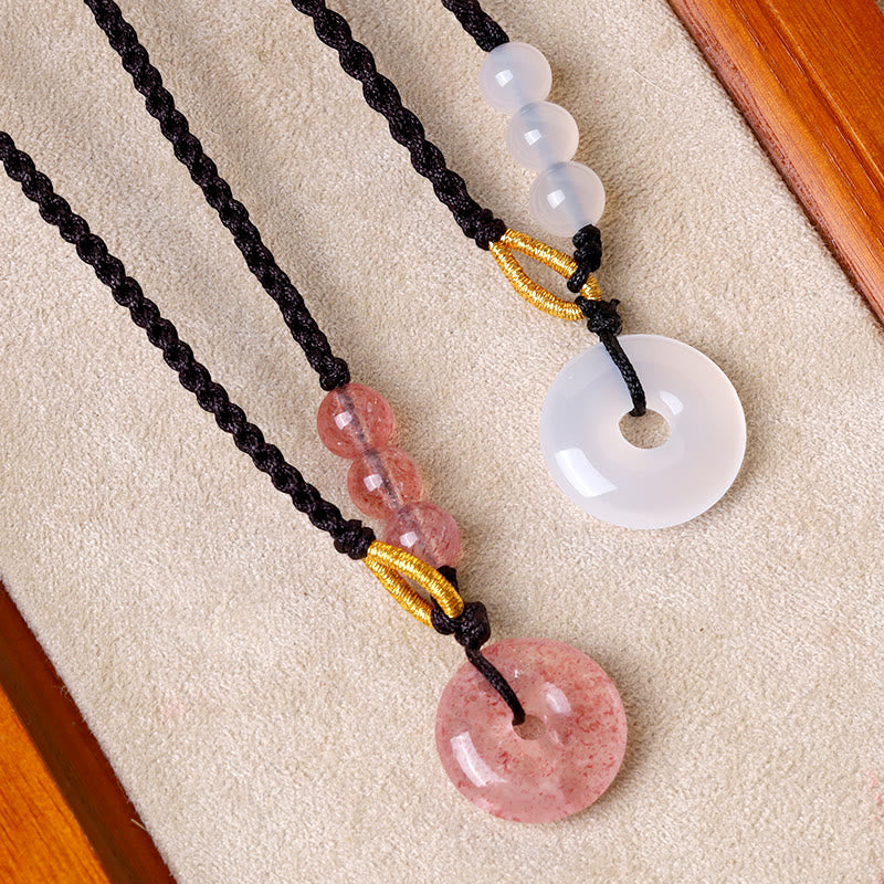 Strawberry Quartz Peace Buckle Healing Necklace 45cm