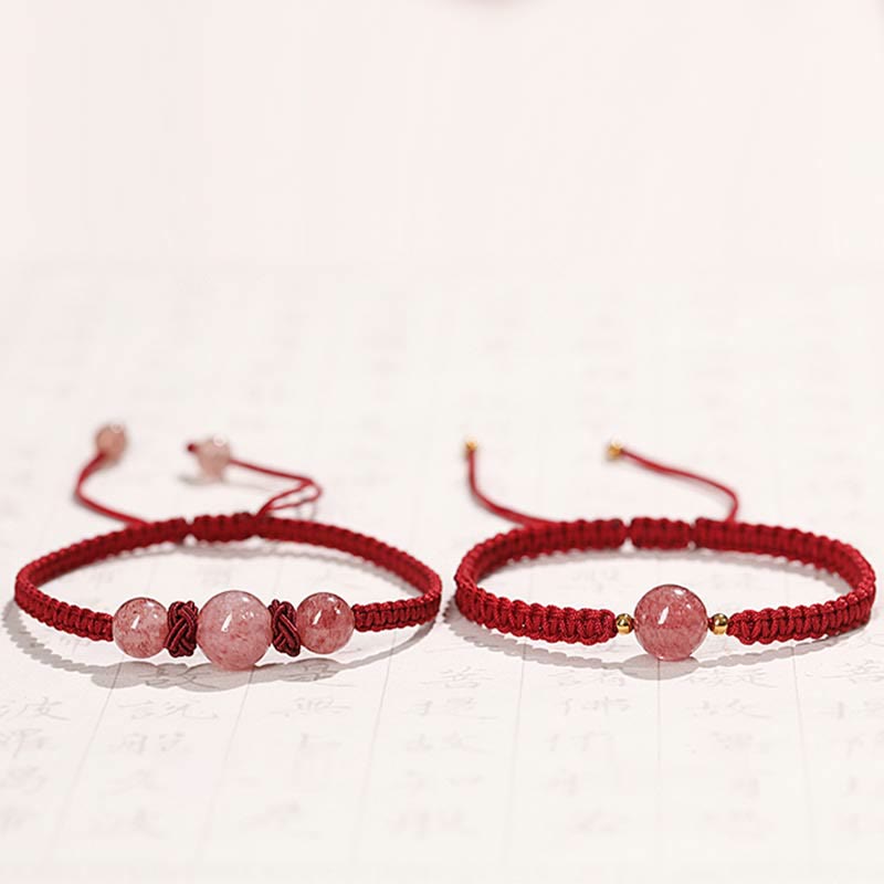 Strawberry Quartz Red String Bracelet for Love & Healing