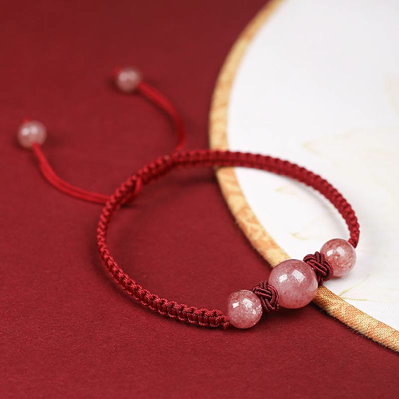 Strawberry Quartz Red String Bracelet for Love & Healing