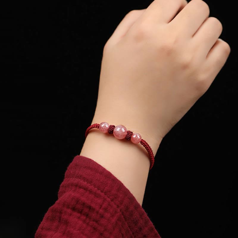 Strawberry Quartz Red String Bracelet for Love & Healing