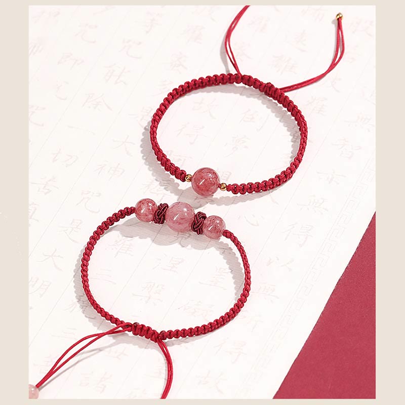 Strawberry Quartz Red String Bracelet for Love & Healing