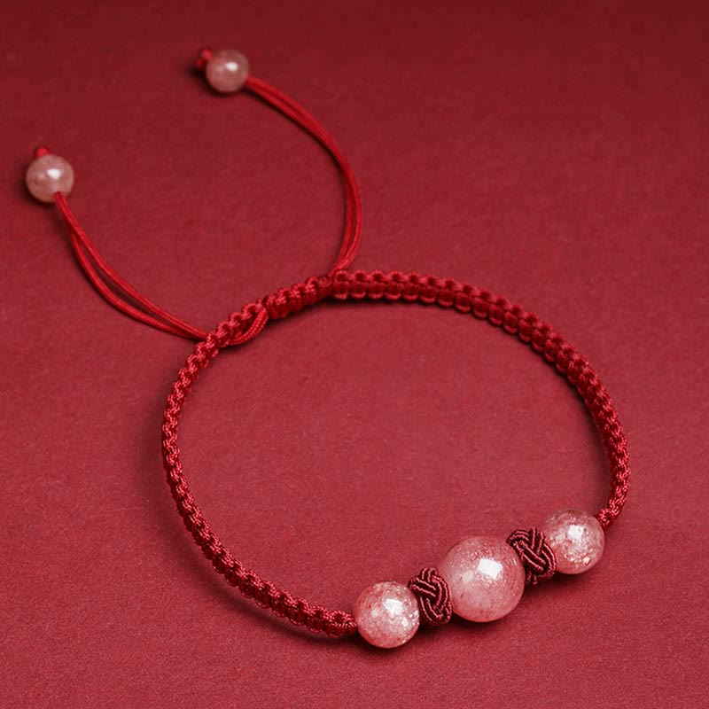 Strawberry Quartz Red String Bracelet for Love & Healing