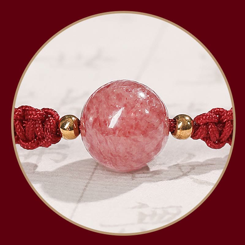 Strawberry Quartz Red String Bracelet for Love & Healing