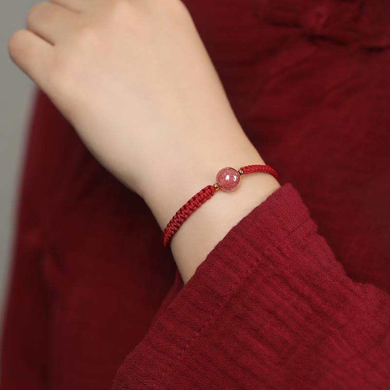 Strawberry Quartz Red String Bracelet for Love & Healing