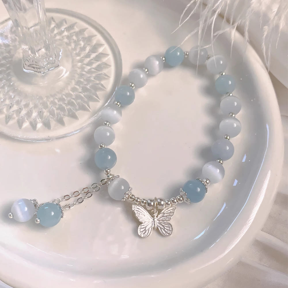 Support Aquamarine Butterfly Chakra Bracelet Healing Sounds