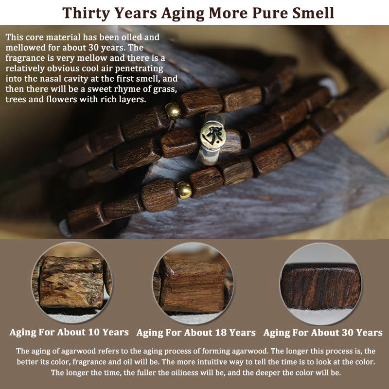 Tarakan Agarwood 925 Silver Gold Beads Zodiac Bracelet