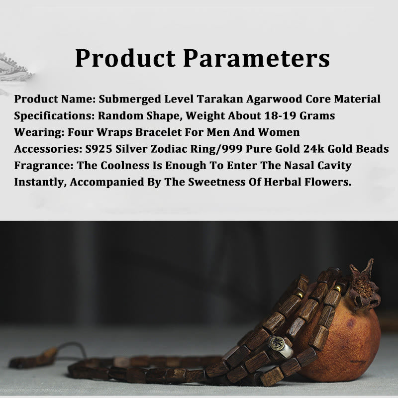 Tarakan Agarwood 925 Silver Gold Beads Zodiac Bracelet