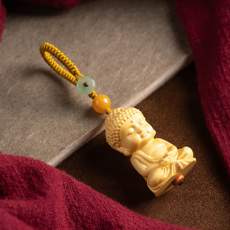 Tathagata Buddha Serenity Boxwood Spiritual Keychain