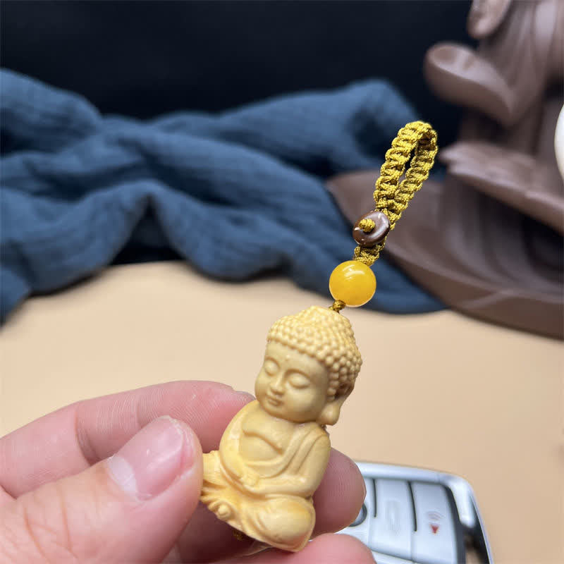 Tathagata Buddha Serenity Boxwood Spiritual Keychain