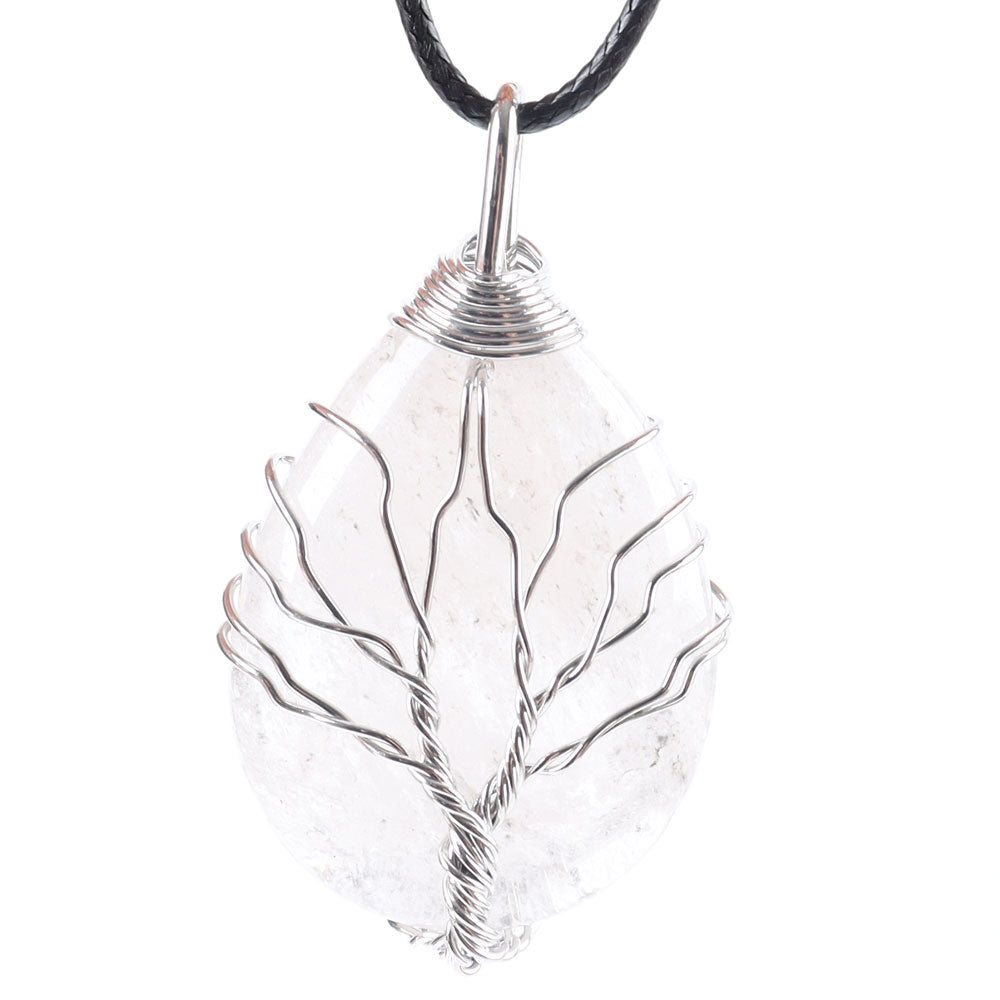 Teardrop Tree of Life Pendant with Copper Wire & Chakra Stones