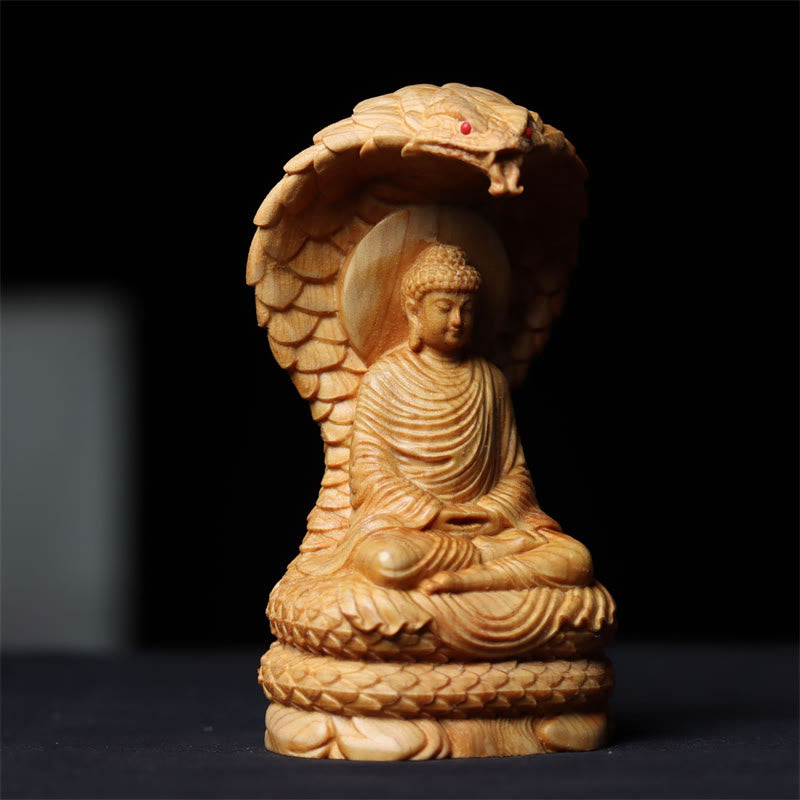 Thuja Sutchuenensis Wood Buddha Statue 12cm Protection Decoration