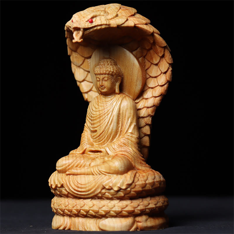 Thuja Sutchuenensis Wood Buddha Statue 12cm Protection Decoration