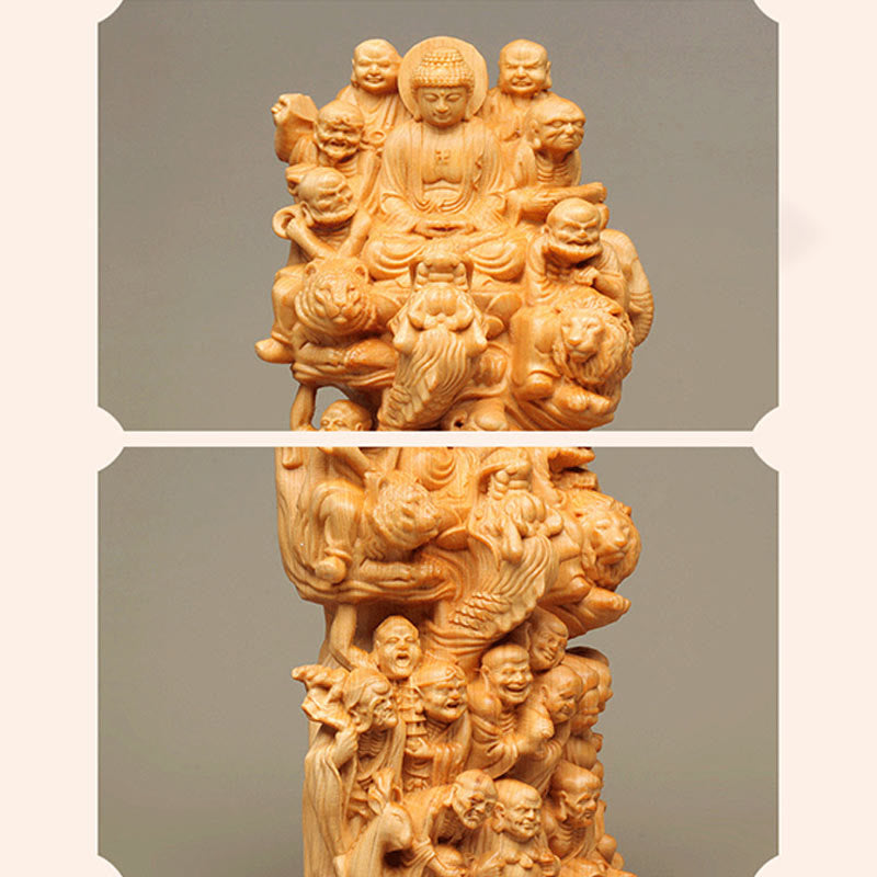 Thuja Sutchuenensis Wood Eighteen Arhats Buddha Statue