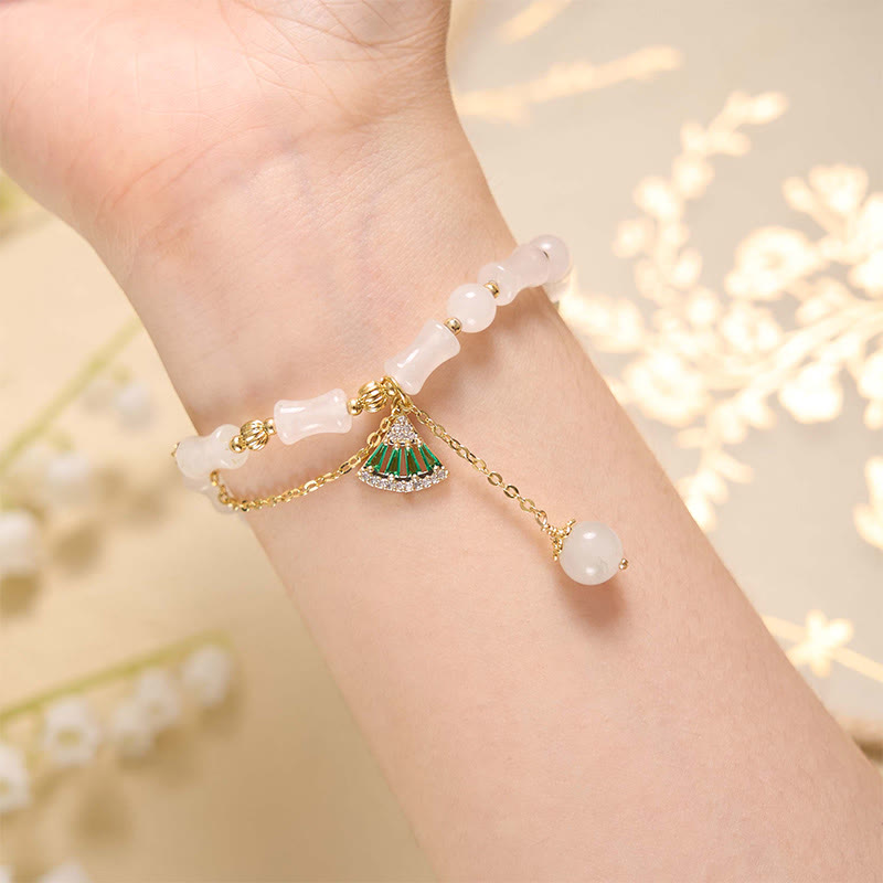 Tianshan White Jade Luck Blessing Bamboo Bracelet