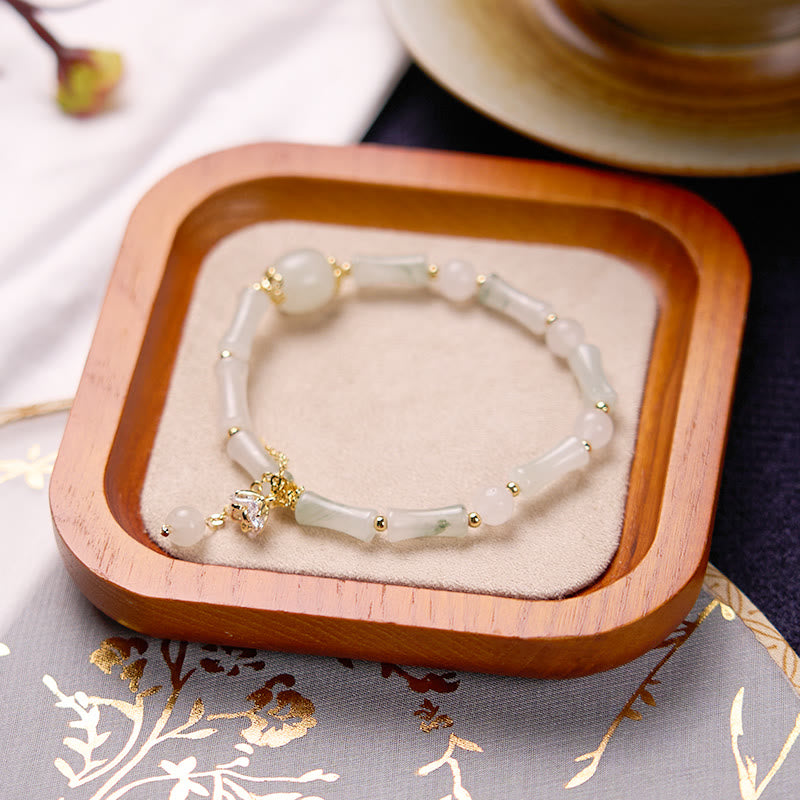 Tianshan White Jade Luck Blessing Bamboo Bracelet