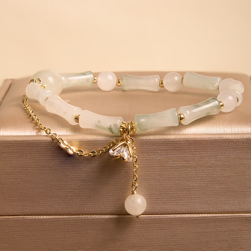 Tianshan White Jade Luck Blessing Bamboo Bracelet
