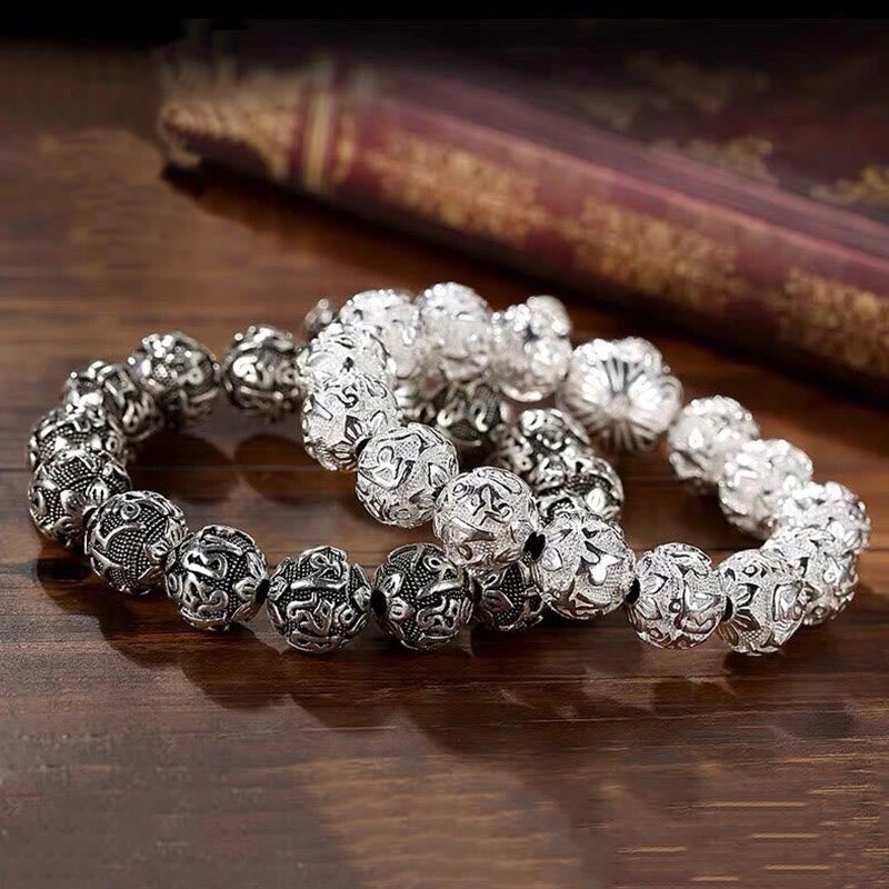 Tibetan Alloy Om Mani Padme Hum Bracelet - Spiritual Mantra Beads