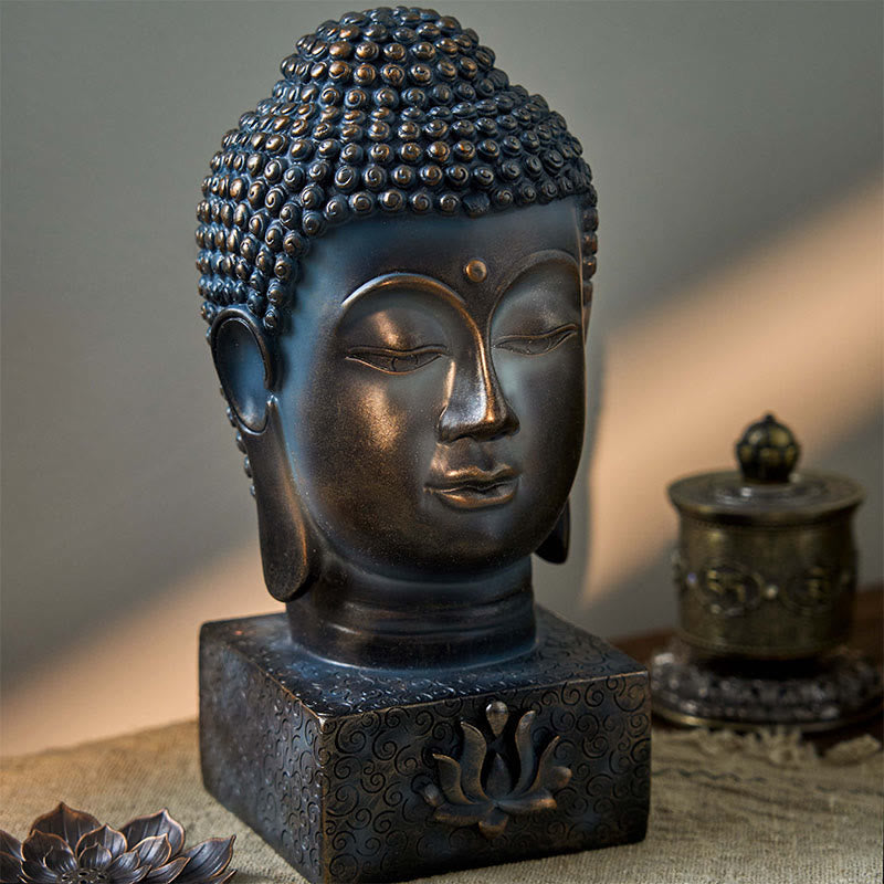 Tibetan Buddha Blessing Meditation Statue 10in Resin