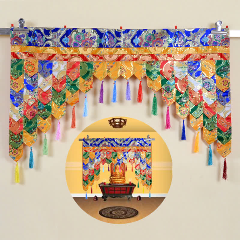 Tibetan Five Colors Prayer Altar Curtain Fabric 100x60cm