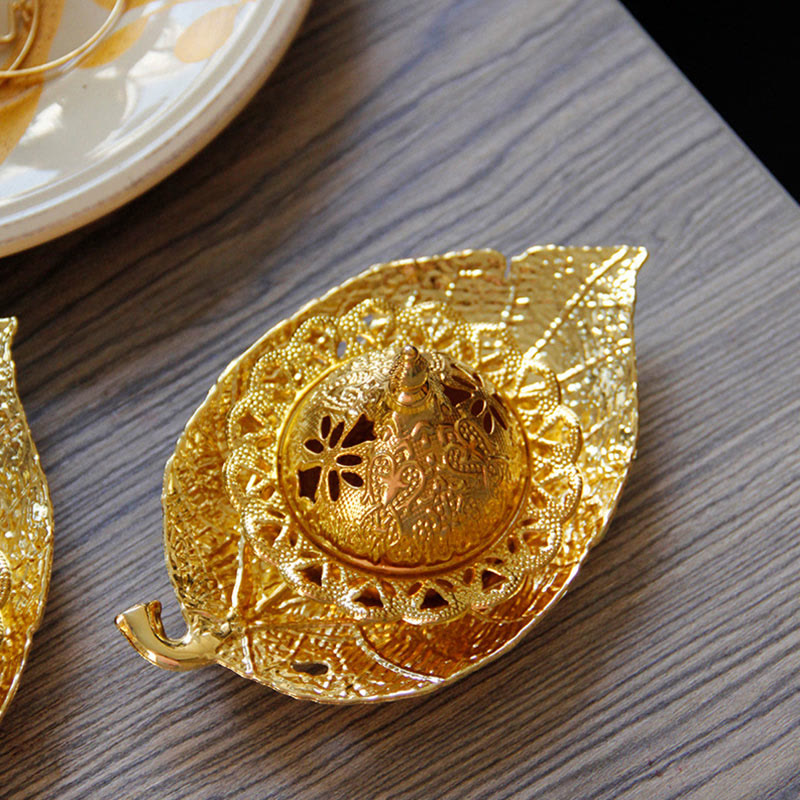 Tibetan Gold Leaf Incense Burner | Mini Meditation Coaster