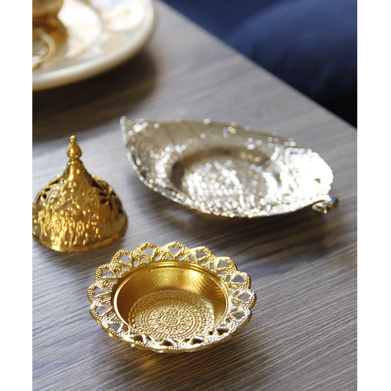 Tibetan Gold Leaf Incense Burner | Mini Meditation Coaster