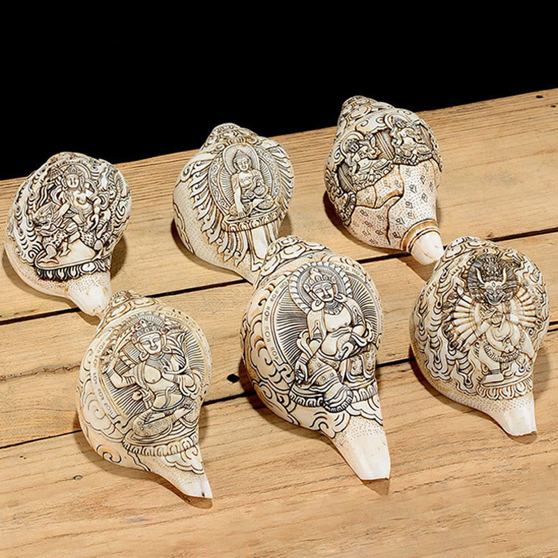 Tibetan Handmade Engraved Shankha Conch Shell Decoration