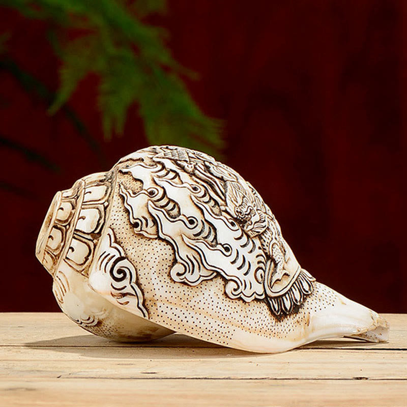 Tibetan Handmade Engraved Shankha Conch Shell Decoration